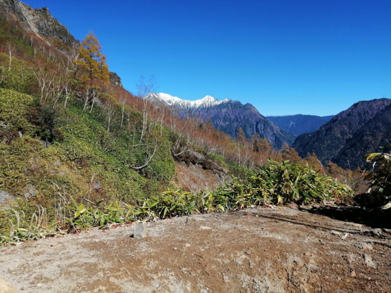 View of Mt Hotaka from Yakedake hiking trail.